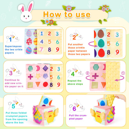 Melonegg Easter Baby Toys Montessori Toys Baby Tissue Box Toy for Babies 3 6 9 Months, Easter Gifts, Easter Basket Stuffers for Babies