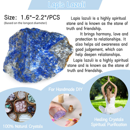 YATOJUZI Lapis Lazuli 1.8-2.2" Natural Raw Stones and Healing Crystals Large Stone Rough Crystal Rocks for Tumbling Cabbing Polishing Fountain Rocks Decoration 1PCS