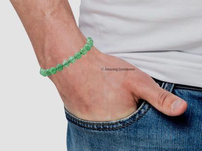 Amazing Gemstone Crystal Bracelet for Women Men's Gifts - Protection Healing Crystal Bracelet - 8mm Gemstone Beaded Stretchable Bracelet Pulseras Para Hombres Mujer Stocking Stuffers Mothers Day Gift (Green Strawberry Quartz)