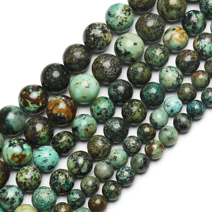 70PCS Natural 8MM Healing Gemstone, African Turquoise Energy Stone Round Loose Beads, Semi-Precious Crystal Beads with Free Elastic String for Jewelry Making DIY