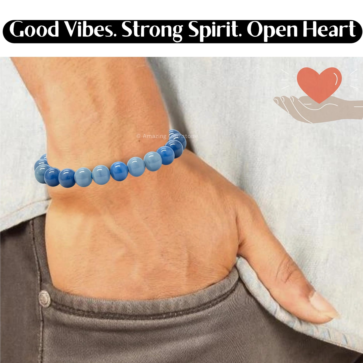 Amazing Gemstone Blue Aventurine Bracelet for Women Men's Gifts - Protection Healing Crystal Bracelet - 8mm Gemstone Beaded Adjustable Bracelet Pulseras Para Hombres Mujer Stocking Stuffers