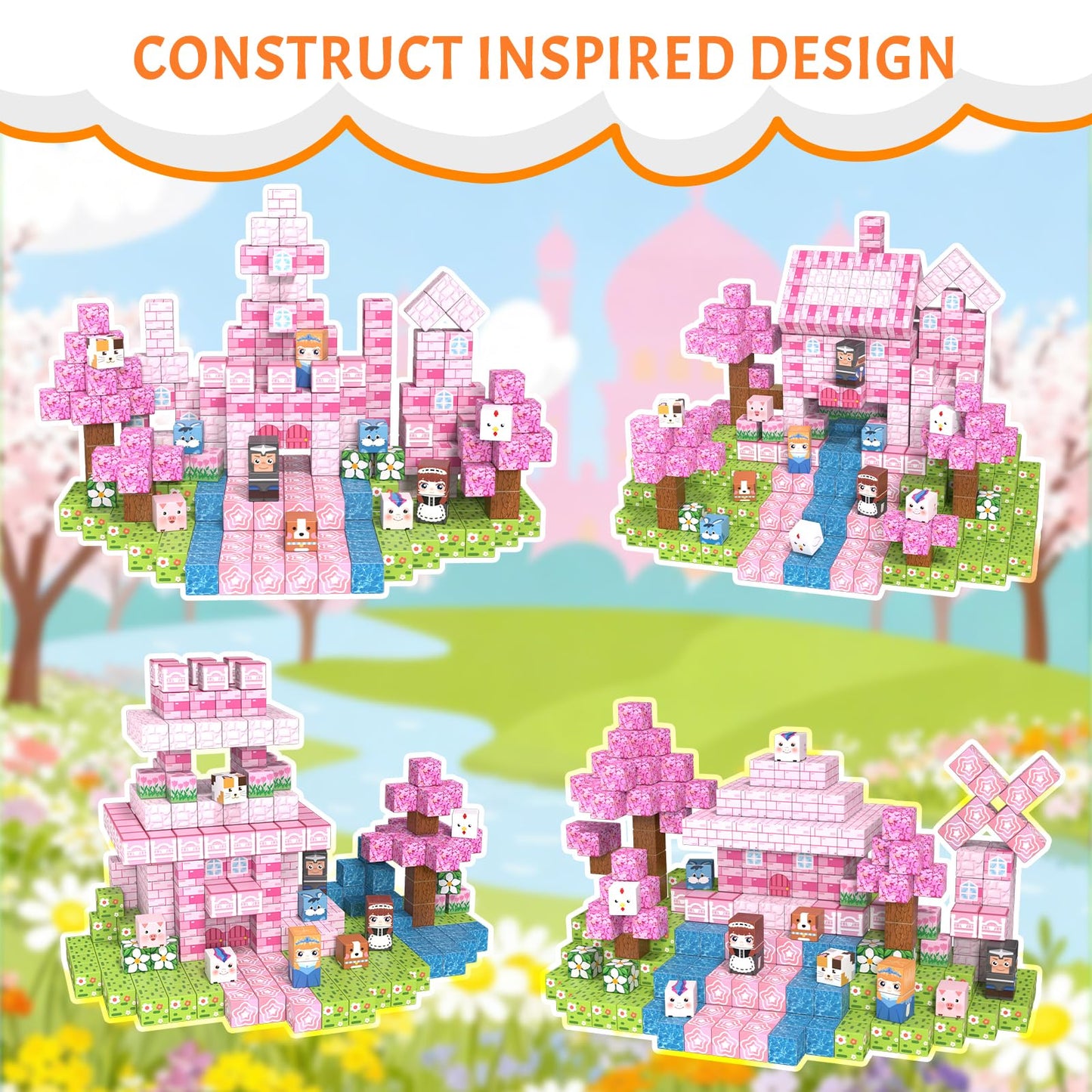 Vdealen 300 PCS Magnetic Blocks-Magnetic Building Blocks, Stacking Magnetic Cubes Toy for Kids, STEM Montessori Sensory Toys for Boys and Girls Age 3 4 5 6 7 8 9 10 11 12 Christmas Birthday Gift