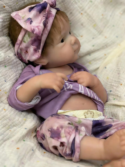 Aniiyy 18Inch 6.39lbs Full Silicone Baby Doll Can Open Mouth Soft Silicone Anatomically Correct Reborn Girl Dolls with Hand Rooted Hair - Bettie