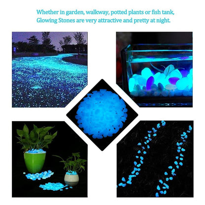 14.3Lbs 3400Pcs Glow in The Dark Stones Garden Pebbles Rocks Indoor Outdoor Decor Luminous Stone for Walkways Driveway Yard Grass Fish Tank Decoration Large Bag