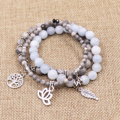 UEUC Tree of Life Yoga Healing Stone Bracelets,Multilayer Lotus Chakra Stone Reiki Bracelet Sets,Anxiety Crystal Natural Stone,for Women Stress Relief