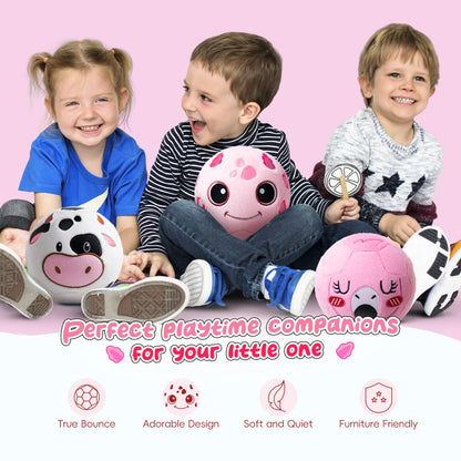 VangeBow Silent Indoor Soccer Balls for Toddlers 1-3, Inflatable Soft Plush Baby Toddler Soccer Ball Toys Gifts for 1 2 3 4 5 Year Old Boy Girl First Birthday Gift (Axolotl, Pump Include)