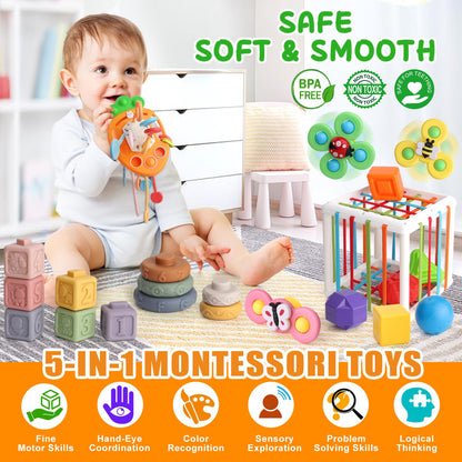 Vinlon Montessori Toy Set for Toddler Aged 6+ Month -Sensory Fine Motor Skill Learning Toys for Baby Boys Girls. Easter Basket Stuffers Valentine's Day Gift for 1 2 Years Old