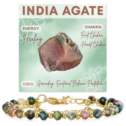 Farfume India Agate Crystal Bracelet Beaded Bracelets for Women 4mm Natural Stone Beads Gemstone Handmade Jewelry Valentine's Day Gifts