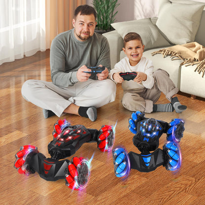 XAMIMM RC Stunt Car, 2.4 GHz 4WD Remote Control Gesture Sensor Toy Cars, Double Sided Rotating Off Road Vehicle 360° Flips with Lights Music, Drift rc car for Boys and Girls 5-13 Birthday