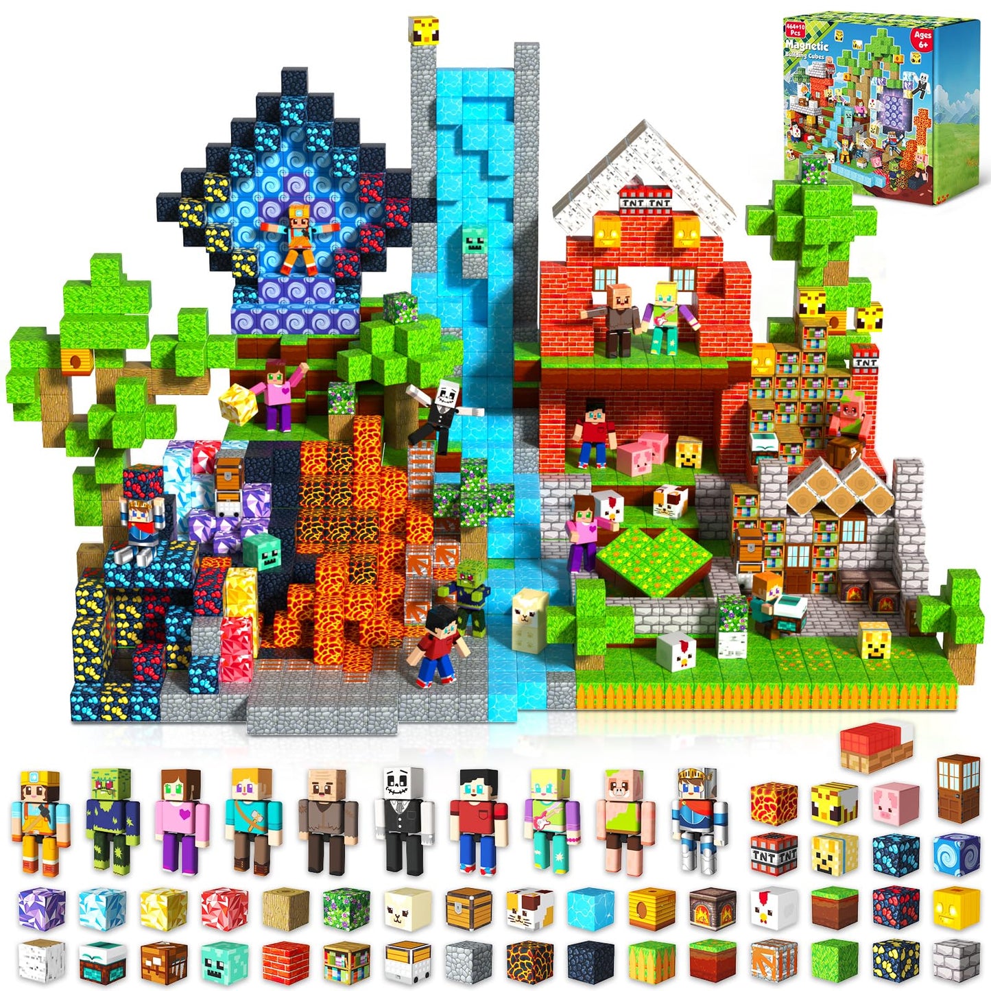 464 Pcs Magnetic Blocks - Magnetic Building Blocks, Magnet Cubes Stacking Toys for Kids Age 4-8, 8-12, Birthday Gift for 3 4 5 6 7 8 9 Year Old Boys Girls (Patent Pending)