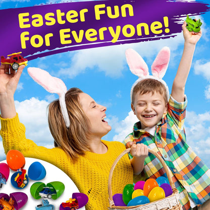 stargo 8 Pack Colorful Prefilled Easter Eggs bulk with toys - mini Aircraft, pull-back Helicopters & Airplanes. Plastic Easter Eggs Filled, Basket Fillers Egg Hunts, Party Favors, Boys Goodie Bags