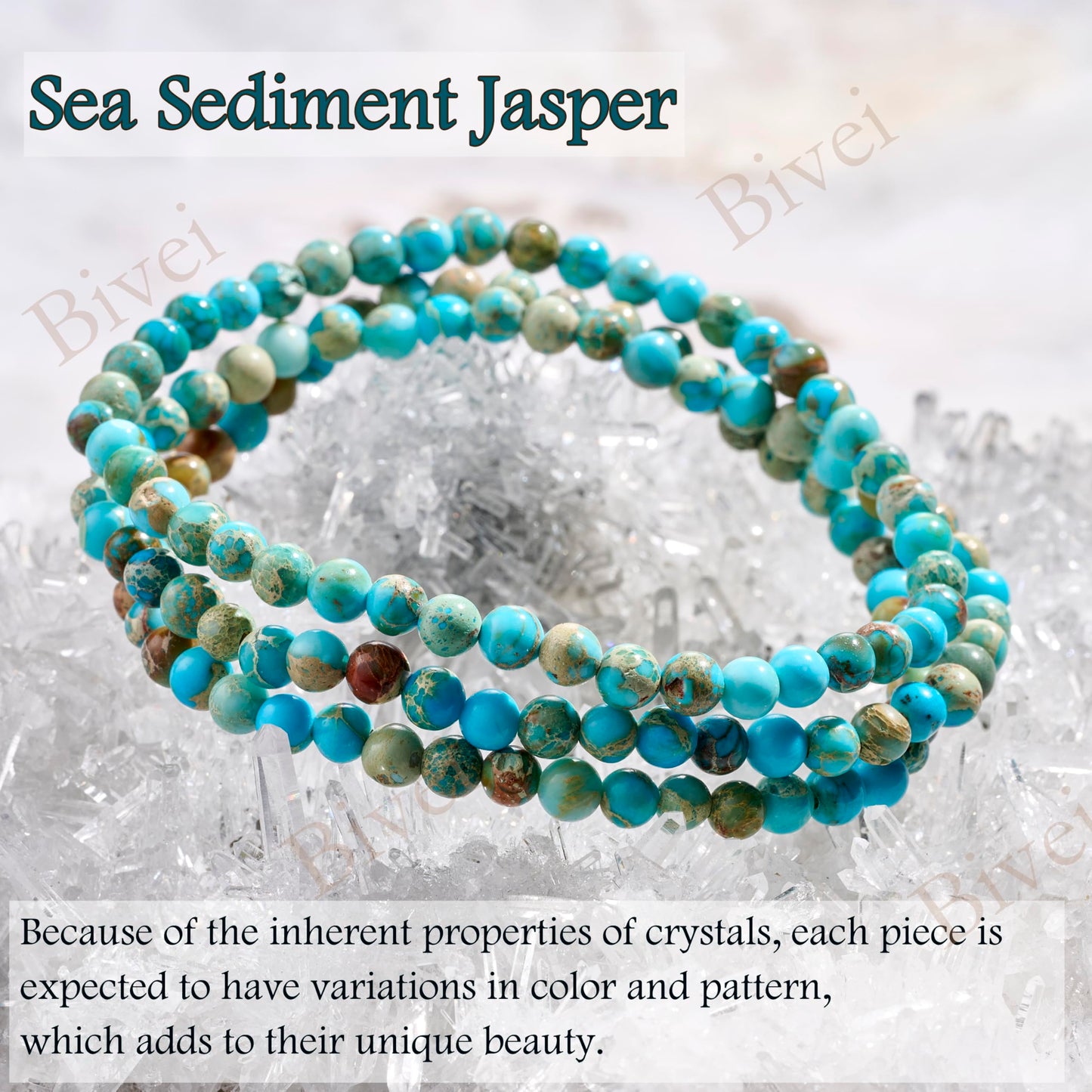 Bivei Sea Sediment Jasper - Grounding - 4mm Beaded Bracelets for Women Handmade Semi Precious Natural Stone Stretch Elastic Jewelry Yoga Protection Gifts