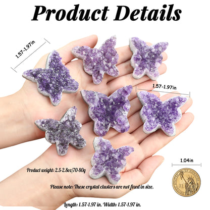 ZHIYUXI Butterfly Gifts Rock Geode Crystal Butterfly Cluster Amethyst Healing Crystals Gemstones Protection Crystals Butterfly Gifts for Women Raw Stone Decor Energy Balance Reiki Room Decor