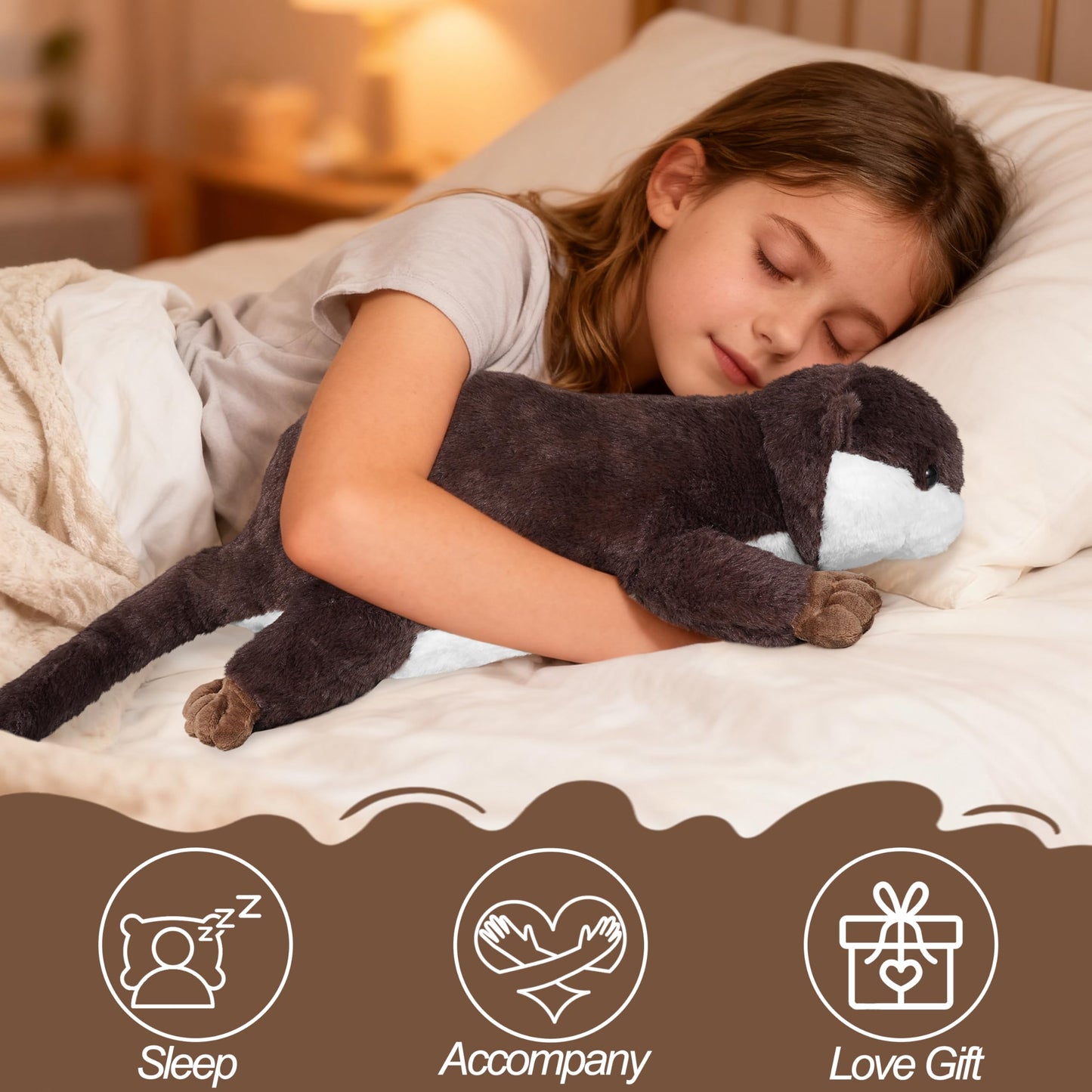 CSVBTRF Weighted Stuffed Animals, 4.1 lbs 18" Otter Plush Hugging Pillow, Otter Stuffed Animal Gifts for Kids Boys and Girls
