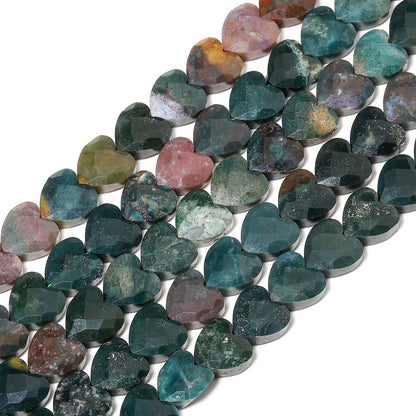 Nitopupu 22pcs Faceted Heart Stone Beads Natural Indian Agate Bead 8mm Crystals and Healing Stones for Jewelry Making Supplies, Friendship Bracelet Kit, Love Gifts