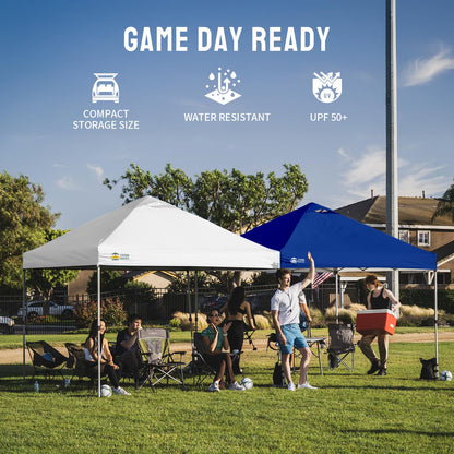 CROWN SHADES 10x10 Pop Up Canopy, Patented Center Lock One Push Tent Canopy, Newly Designed Storage Bag, 8 Stakes, 4 Ropes (10x10, White)