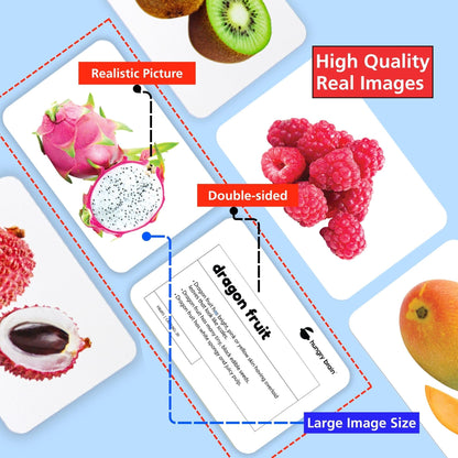 Hungry Brain Fruits Educational High Contrast Baby Flash Cards 3 Months to 6 Years | Visual Stimulation Cards | Brain Development, Montessori Early Learning for Toddlers, Infants, Preschool Kids