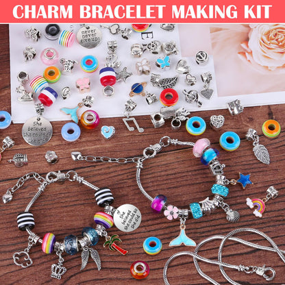 Acejoz 85 Pcs Charm Bracelet Making Kit, DIY Charm Bracelets Beads for Adults and Beginner Jewelry Making Kit