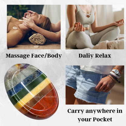 Amazing Gemstone 7 Chakra Worry Stone Meditation Crystals and Healing Stones