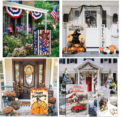 20 Pack Seasonal Garden Flags Set Double Sided 12x18 Inch Small Yard Flags, Holiday Seasonal Garden Flag for Outside Decoration for All Year Round