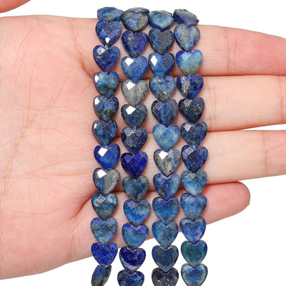 Nitopupu 22pcs Faceted Heart Stone Beads Natural Lapis Lazuli Bead 8mm Crystals and Healing Stones for Jewelry Making Supplies,Friendship Bracelet Kit,Love Gifts