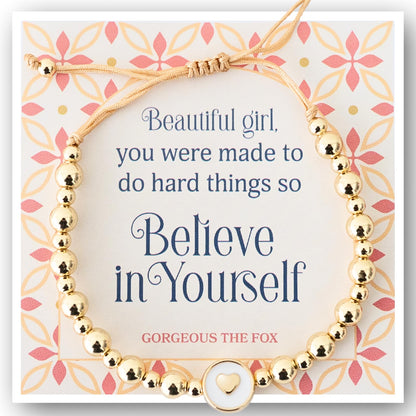 Inspirational Bracelets for Women – 18K Gold Plated – Motivational Gift Heart Pendant with Card