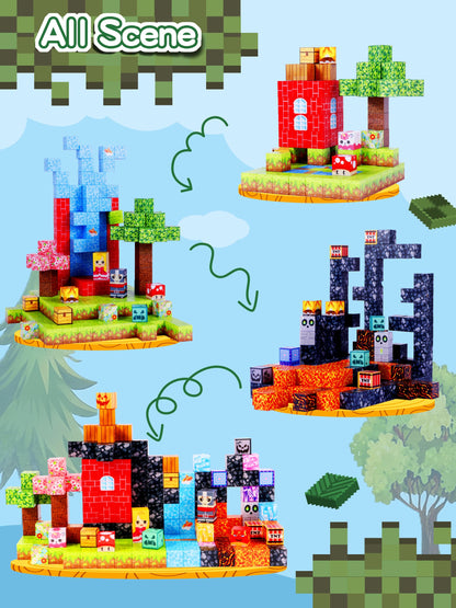208 PCS Magnetic Building Blocks Toys Kids -0.8in 3D Magnetic Blocks Magnet Build Cubes Boys STEM Constructions Sensory Stacking Toy Set Girls Age 3+,4,5,6,7,8,9,10,11,12 Christmas Birthday Gifts