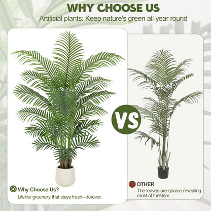ZEEOZE 6ft Artificial Palm Tree Tall Faux Palm Tree Indoor Large Fake Plants with 18 Trunks Artificial Plants with White Pot Lifelike Leaves for Home Office Decor Living Rooms Bedrooms