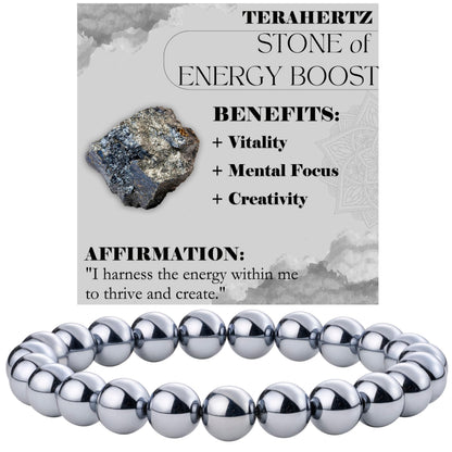 Terahertz - Energy Boost - 8mm Beaded Bracelets for Women Handmade Semi Precious Natural Stone Stretch Elastic Jewelry Yoga Protection Gifts
