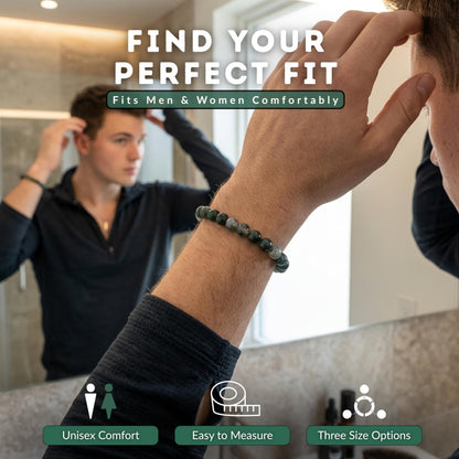Cherry Tree Collection Moss Agate Beaded Bracelet – Genuine 8mm Gemstone Stretch Bracelet for Men & Women – Handmade Crystal Bracelet - (Moss Agate - S)