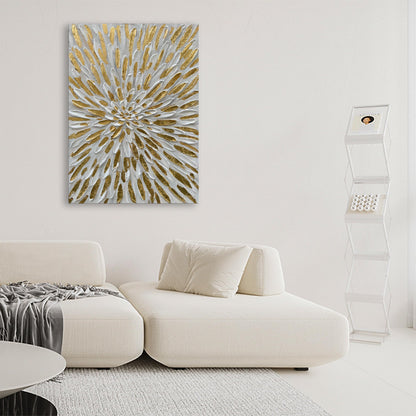 Diathou Art Hand-Painted Gold Texture Oil Painting White Flowers Modern Abstract Art Painting 45x30 inch Home Wall Decorative Art