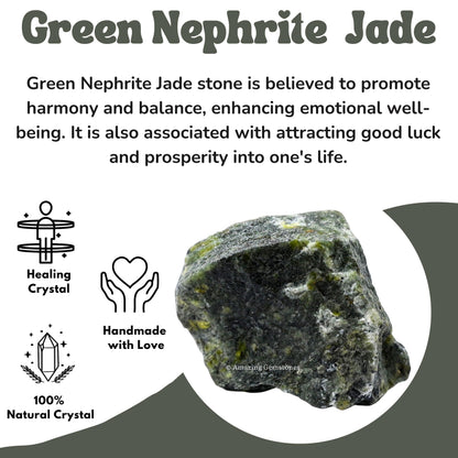 Amazing Gemstone Green Jade Raw Crystals and Healing Stones, Natural Rocks For Tumbling - DIY Raw Stones And Crystals (1 Piece)