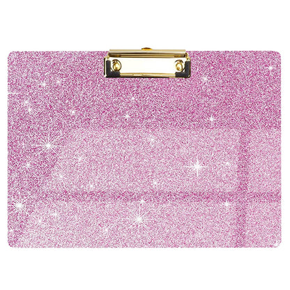 Glitter Acrylic Clipboard Horizontal, A4 Letter Standard Size, Cute Clipboards with Low Profile Clip for Drawing, Office Art Supplies - Warm Pink（9" x 12.5"）