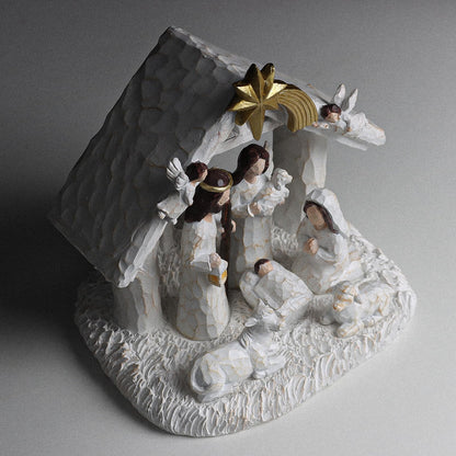 WANCHIY Nativity Set Indoor– Nativity Scene with Manger, Christmas Nativity Sets & Figures with LED Lights, Christmas Decorations Indoor for Home Display
