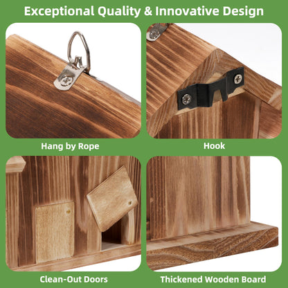 MIXXIDEA Bird House 5 Hole Bird Houses for Outside with Thickened Wooden Board，Birdhouse for Blue Bird Humming Bird and Chickadee Swallow. Hanging Edible Wild Bird Nest Garden Decorative