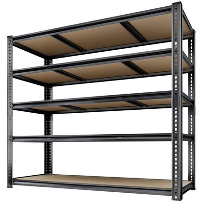 48"W Garage Shelving, 3050LBS Storage Shelves Heavy Duty, 5 Tier Metal Shelving Unit Adjustable Garage Shelves Heavy Duty Shelving for Warehouse,Commercial, Kitchen, 48" W × 24" D × 72" H, Black