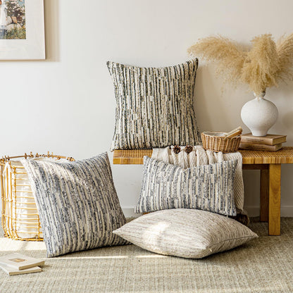 a moment Boho Throw Pillow Covers Set of 2,Striped Decorative Rustic Farmhouse Pillow Cases,Aesthetic Modern Home Decor Couch Cushion Covers for Bed Sofa Living Room 20"X20" Moss Green