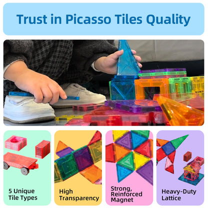 Buildbright kids Magnetic Building Tiles 138 pcs with Storage Organizer & Play Mat – Montessori STEM Educational Construction Blocks, Creative Learning Toys for Kids