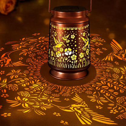 Solar Lanterns Outdoor Waterproof Gifts for Women Grandma Gifts for Mom Hummingbird Garden Decor Solar Hanging Lantern Metal for Patio Yard Festival Pathway Landscape