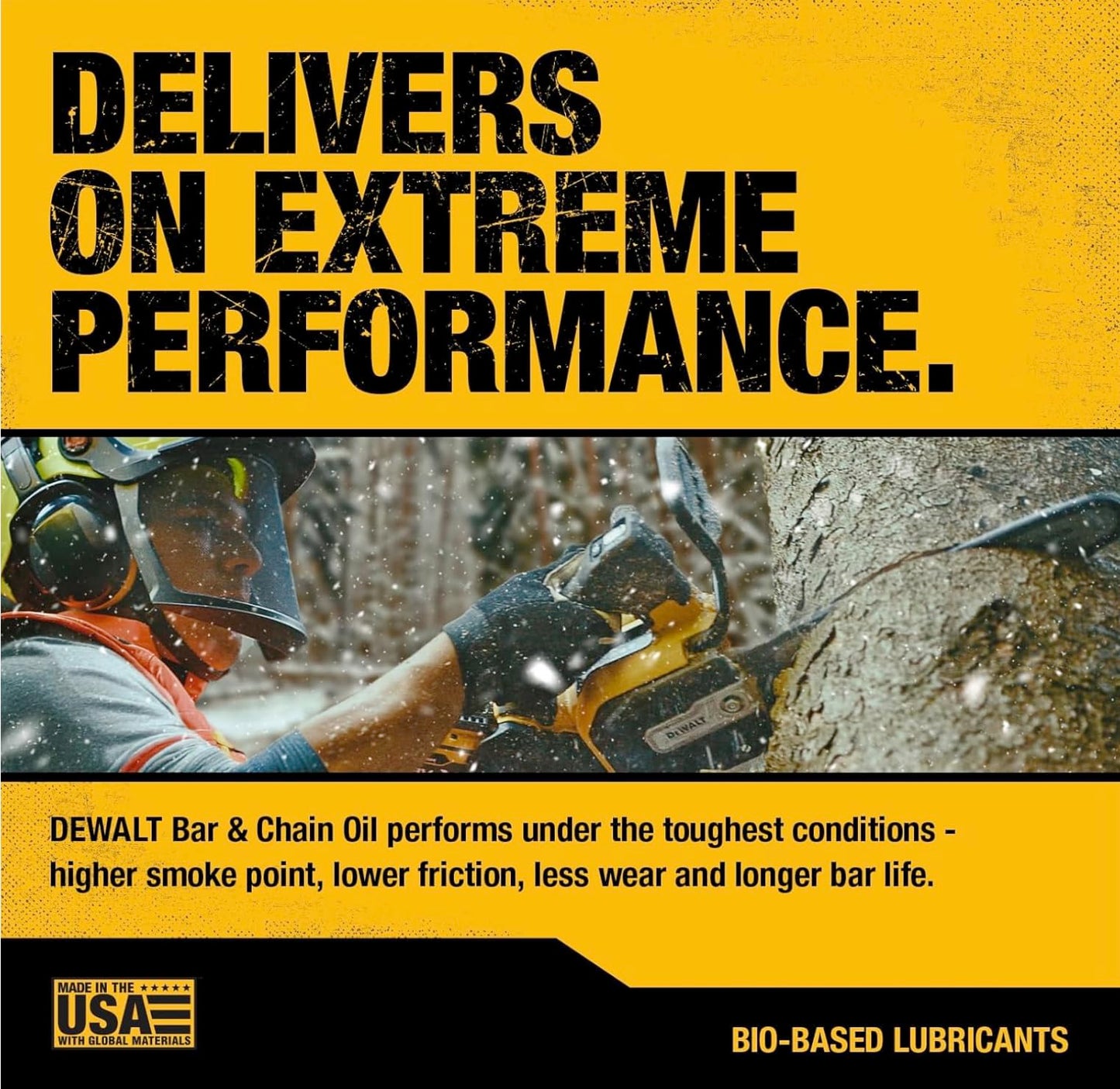 DEWALT – Biodegradable Bar & Chain Oil – Green, Eco-Friendly, Non-Toxic Professional Bar & Chainsaw Lubricant – Ultraclean All-Season Oil for Gas, Electric Saw, and Pole Saw, 1 Gallon