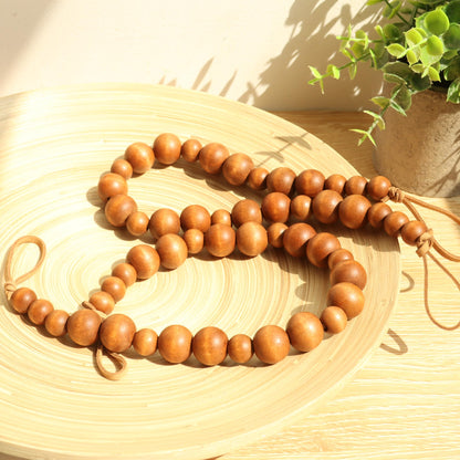 OCIOLI 2 Pieces Curtain Tieback Wood Bead Curtain Tiebacks Curtain Holdbacks for Wall Curtain Ties Window Treatment Curtain Tie Backs with Hooks Curtain Pull Backs (Coffee,2)