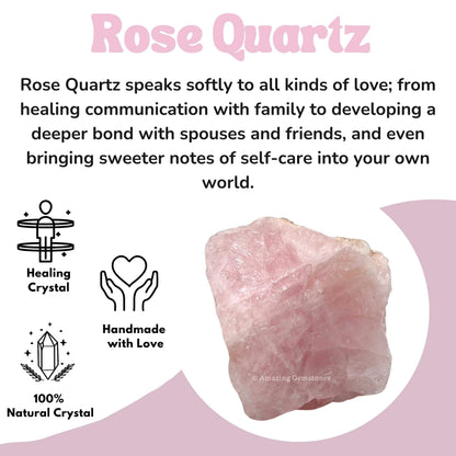 Rose Quartz Raw Crystals and Healing Stones, Natural Rocks for Tumbling and DIY Raw Stones and Crystals (1 Piece)