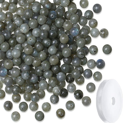 NUKAYAI Natural Labradorite Beads 100Pcs 8mm Crystal Beads Round Grey Moonstone Bead for Bracelet Necklace Earrings Jewelry Making