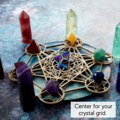 Amazing Gemstone Titanium Aura Quartz Merkaba Crystal - 1 Inches Metaphysical Merkaba Star for Meditation - Energetic Tetrahedron Crystal and Healing Stones and Healing (20-25mm)
