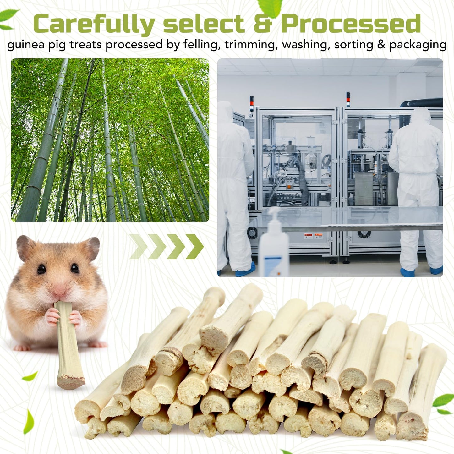StyEdEk 2.2Lb/1000g Natural Sweet Bamboo Chew Toys Chew Sticks Bamboo Sticks Teething Toy for Rabbit, Bunny, Guinea Pig, Hamster, Chinchilla, Bunny, Rat and Other Small Animals