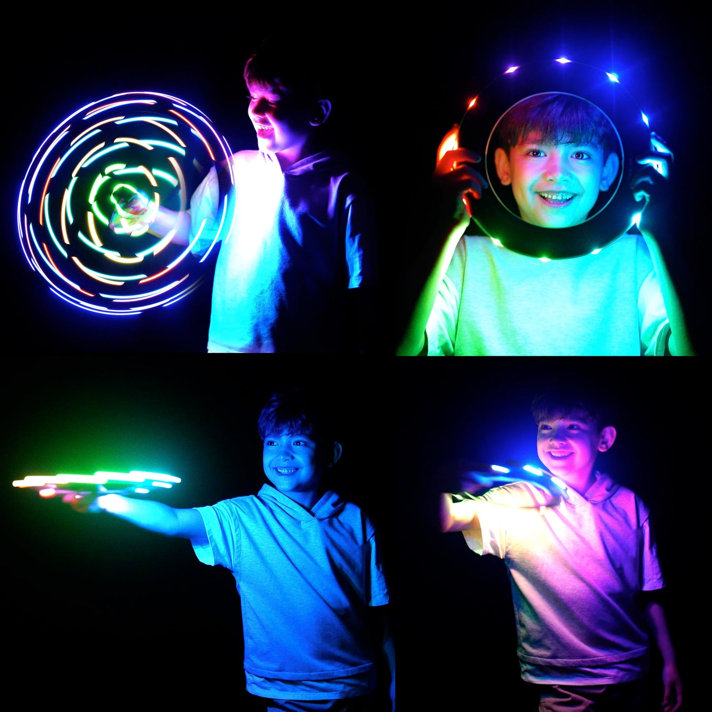 TOSY Flying Ring - 36 RGB Multicolor LEDs, Super Bright, Lost Mode, Auto Light Up, Easter Basket Stuffers Gift for Kid/Teen/Boy/Girl, Safe, Waterproof, Pool/Beach/Camping Toy, 2-Pack