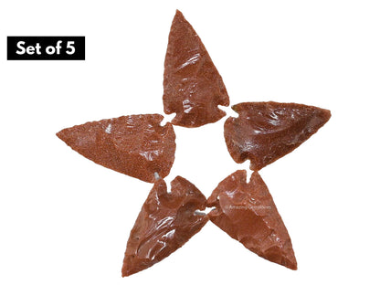 Amazing Gemstone 5 Pieces Red Goldstone Arrowhead, Crystal and Healing Stone Flint Rock Arrow Head - 1 to 1.5 Arrowheads for DIY Project Craft Point Jewelry Making