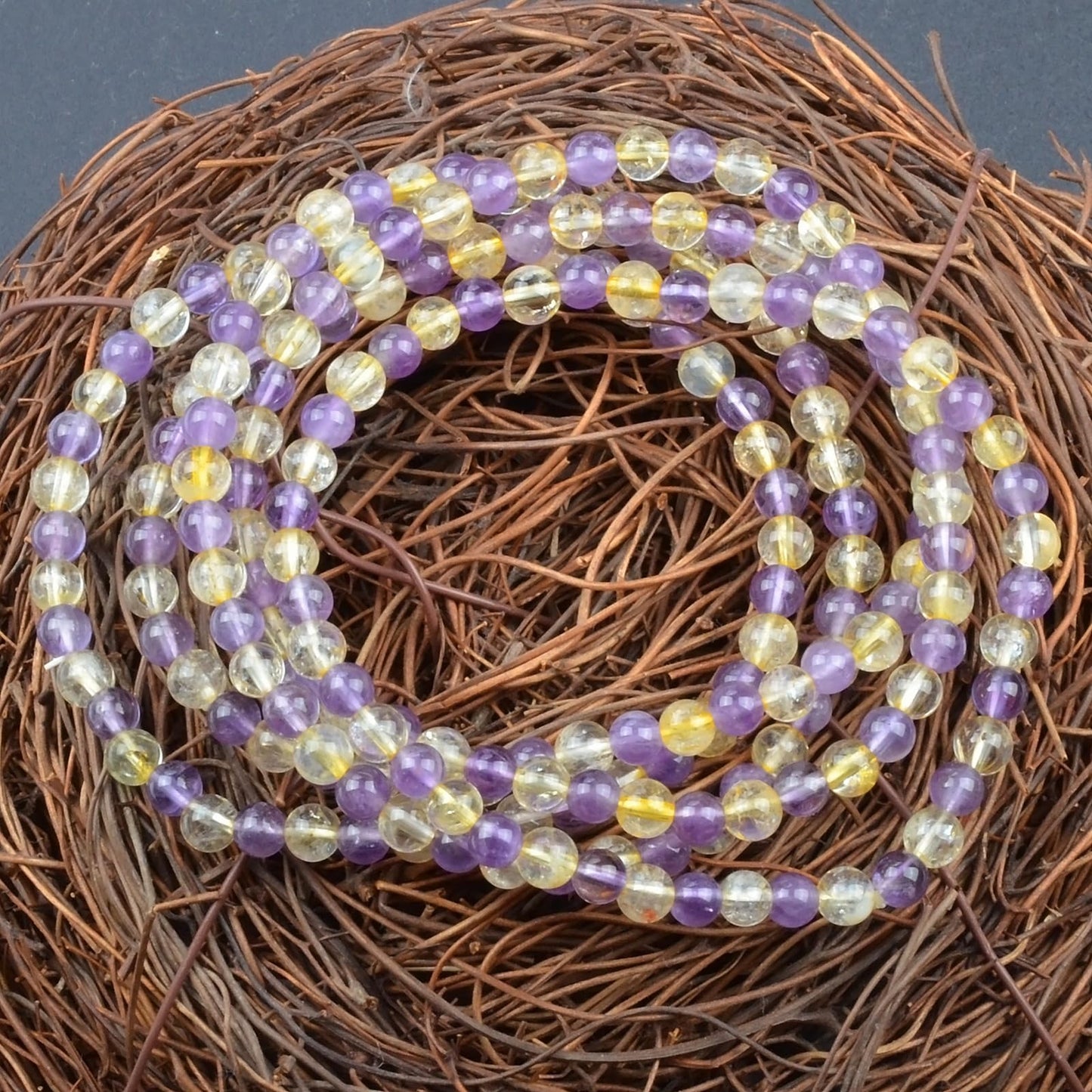 MASSIVE BEADS Amethyst Citrine - For Birthday Handmade Handmade Yoga Stretch Elastic Bracelet Natural Stone Crystal Healing Power Energy Gifts for Unisex Adult 4mm