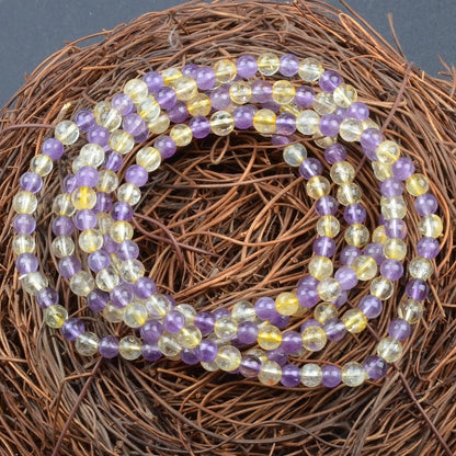 MASSIVE BEADS Amethyst Citrine - For Birthday Handmade Handmade Yoga Stretch Elastic Bracelet Natural Stone Crystal Healing Power Energy Gifts for Unisex Adult 4mm
