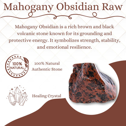 ANAYA AGATE Mahogany Obsidian 2 Pcs Raw Crystals Rough Gemstones w/Authenticity Card, Velvet Pouch - Large 1.25–2.0" Raw Stones for Tumbling, Cabbing, Polishing, Cutting Natural Healing Crystals for Home Decor, DIY Stones